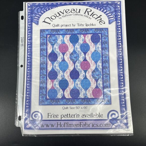 Nouveau Riche Quilt Pattern By Hoffman California Fabrics 50"x66" Tony Lischko - Picture 1 of 6